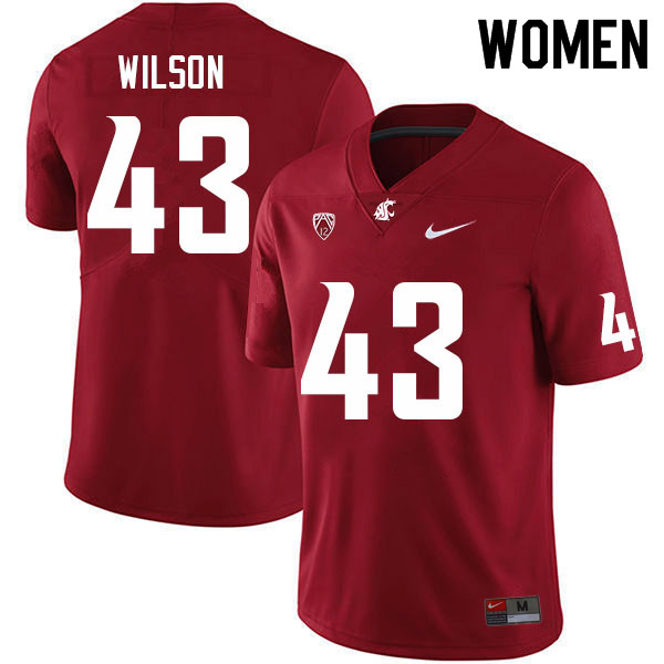 Women #43 Ben Wilson Washington State Cougars College Football Jerseys Sale-Crimson
